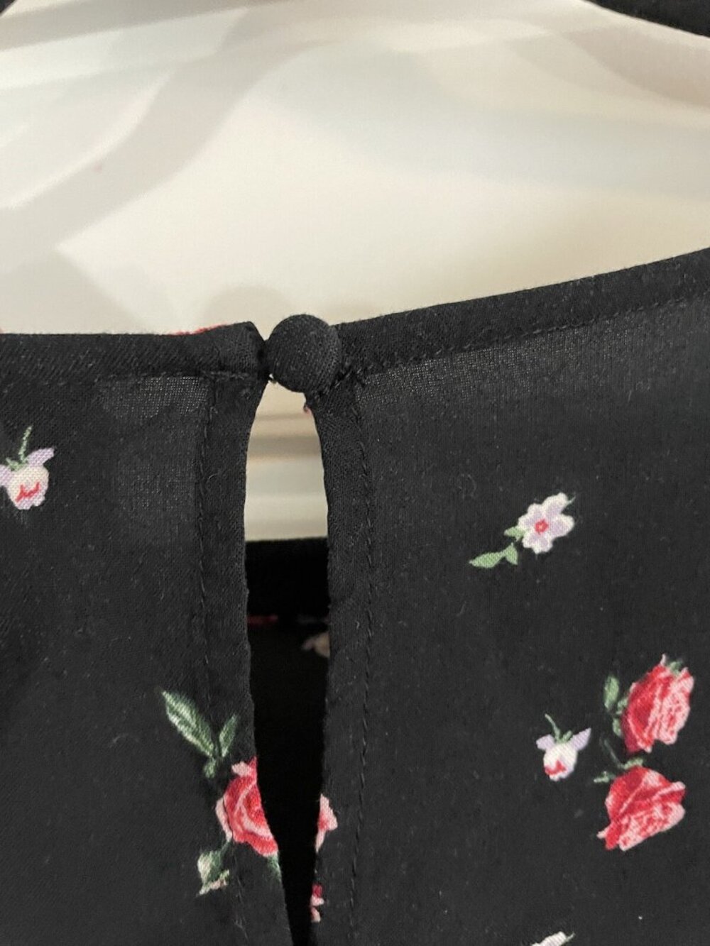 H&M Divided Womens Dress Black Floral Stretch KneeLength 3/4 Sleeve Size 12 - Picture 7 of 16